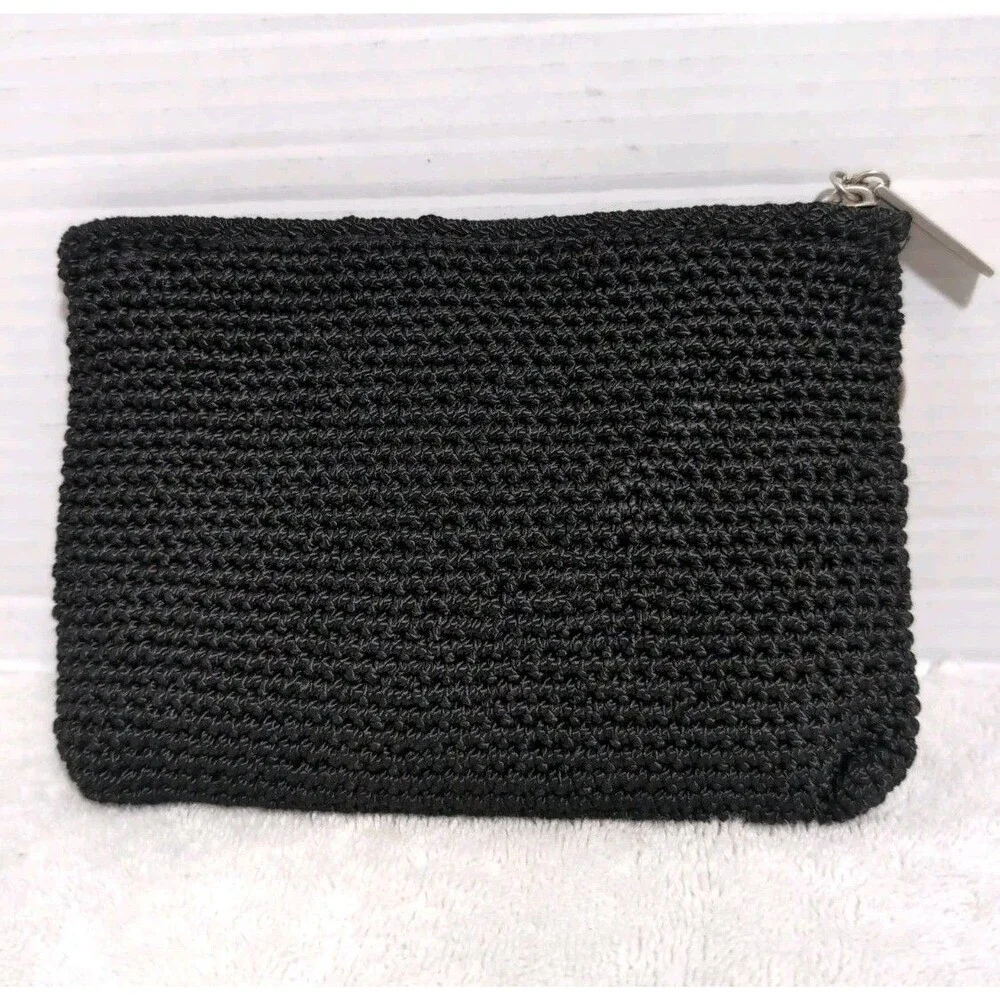 THE SAK MINI PURSE/CLUTCH WITH ZIPPER CLOSURE INSIDE POCKET AND CHARM BLACK EUC